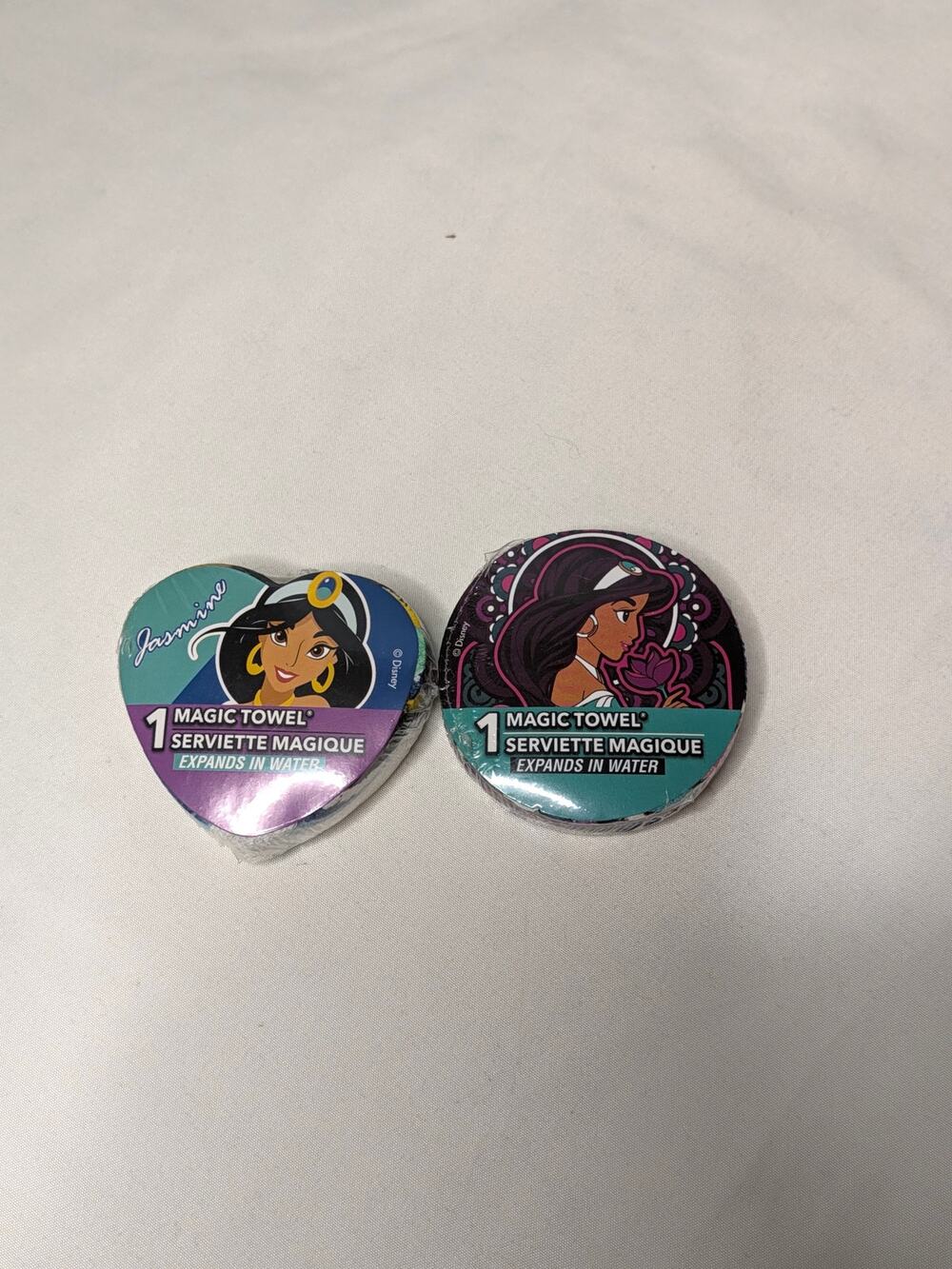 Lot of 2 Disney Aladdin Princess Jasmine Magic Towels Sealed